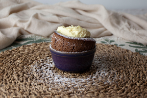 Chocolate Souffle with orange cream 