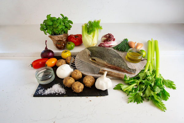 Turbot Grill Box fresh and dried ingredients
